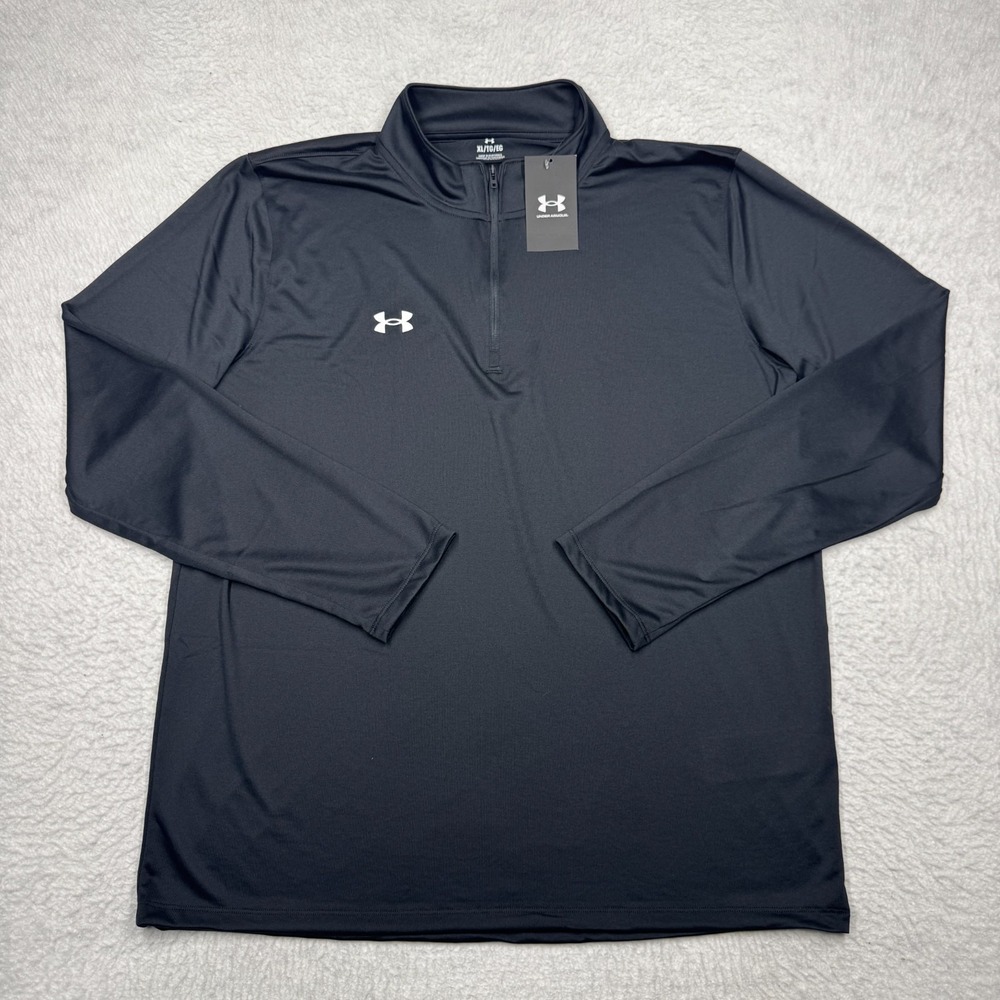 NWT Under Armour UA 1/4 Zip Pullover Team Tech Black Track Jacket Men's Size XL